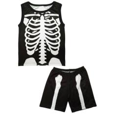 Imagem de Conjunto Infantil Temático Fantasia Esqueleto Regata e Short