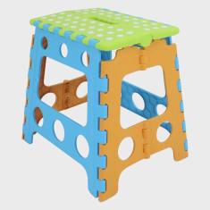 Imagem de Banquinho Dobrável Banqueta Plástica Infantil Com Alça 25Kg