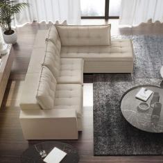 Imagem de Sofá Retrátil 3 Lugares com Chaise 366cm Presidente Estofart Marfim