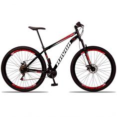 Imagem de Bicicleta Mountain Bike 21 Velocidades Aço Suspensão Shimano Vermelho