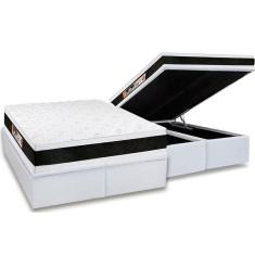 Imagem de Cama Box Baú King: Colchão Espuma D45 Castor Black E White Air Double Face + Base White(193X203)