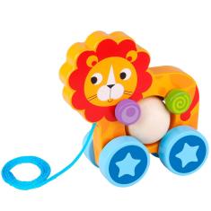 Imagem de Leão Divertido De Puxar Em Madeira - Multicolorido - Tke005 - Tooky Toy