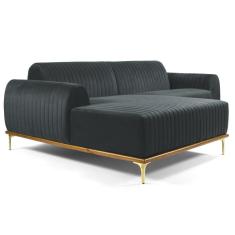 Imagem de Sofá 265cm 4 Lugares Chaise Esquerdo Pés Gold B-317 Cinza