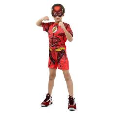 Imagem de Fantasia Flash Infantil Curto Com Máscara Liga Da Justiça - Sula