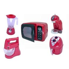 Imagem de Cozinha Infantil Brinquedo Menino Casinha Panelinha Vermelho