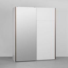 Imagem de Guarda Roupa Maxx 2 Portas de Correr com 1 Espelho 1,83m - Branco e Prata