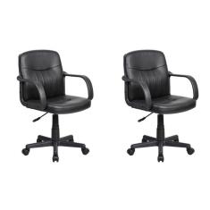 Imagem de Conjunto com 2 Cadeiras de Escritório Secretária Giratórias Clean 