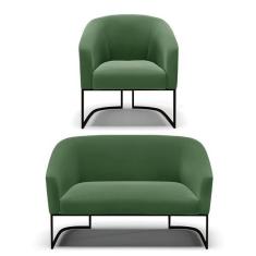 Imagem de Sof  Namoradeira E Poltrona Base Industrial Preto Stella Sued