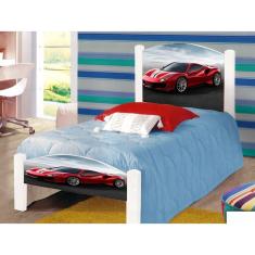 Imagem de Cama Montessoriana Solteiro Infantil Carro Vermelho Adesivada com Colchão 