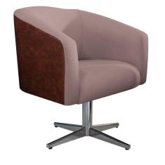 Imagem de Poltrona Luiza Base Giratória De Metal Corano Nozes E Linho Rosê - Adj Decor