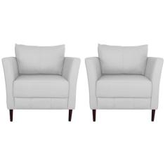 Imagem de Kit 02 Poltronas Decorativas Sala de Estar Pés Palito Lubbock Couro  - Gran Belo