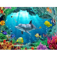 Imagem de Papel De Parede Vida Marinha Golfinhos Mar 3D At60