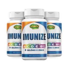 Imagem de Kit C/3 Imunize Vitaminas A, C, D, E, B12 + Selênio E Zinco Unilife 60