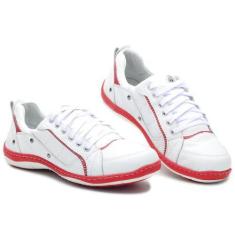 Imagem de Tenis  Masculino De Couro Soft 2020  Branco Vermelho - Clacle