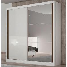 Imagem de Guarda Roupa Istambul 2 Portas 3 Gavetas Com Espelho Clic Móveis Branco