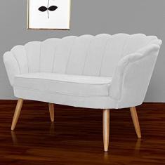 Imagem de Namoradeira Estofada Decorativa Para Recepção Pétala Suede Branco - LM DECOR