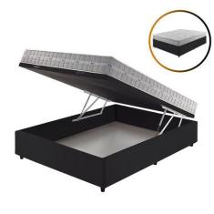 Imagem de Cama Box Com Baú Casal Preta + Colchão Molas Ensacadas Alabama 138X188