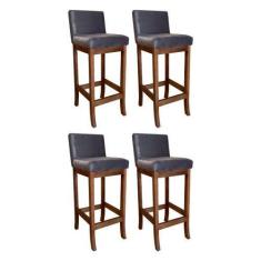 Imagem de Kit 4 Banquetas Alta Estofada para Cozinha Americana Espanha Madeira M