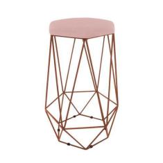 Imagem de Banqueta Paris Aramada Base Bronze Veludo Rose - Maitê Moda Casa