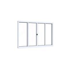 Imagem de Janela de Aço de Correr 120x150cm 4 Folhas com Vidro Liso  Riobras Branco