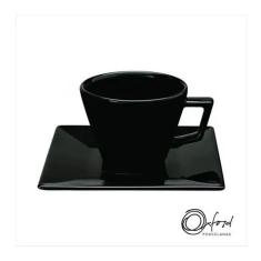 Imagem de Xícara Porcelana Black Com Pires 200ml Oxford Porcelanas