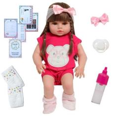 Imagem de Boneca Reborn Fofinha Princesa  Pode Dar Banho + Kit Itens - Cegonha R