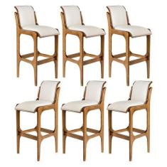 Imagem de Kit 6 Banquetas Alta para Balcão 37 x 101 Cm Barcelona Madeira Imbuia 