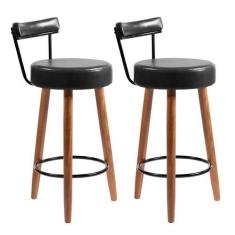 Imagem de Kit 2 Banquetas Nápoles 89cm material sintético - Salaone, Preto