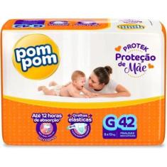 Imagem de Fralda Pom Pom Protek Proteção de Mãe Mega Tamanho G 42 Unidades Peso Indicado 8 - 13kg