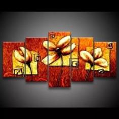 Imagem de Quadro Decorativo 129x63 Sala Quarto Abstrato Flores Quentes