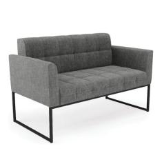 Imagem de Sofá Namoradeira Elisa Linho Base Metálica Industrial Preto - D'Rossi