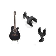 Imagem de Kit violão land eletrico nylon preto suporte de parede