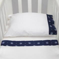 Imagem de Jogo De Lençol Para Mini Berço 3 Peças Coroa Ul Marinho - Tropical Bab