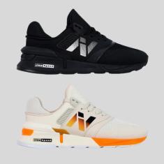 Imagem de Kit 2 Pares De Tenis New Speed Classico Running Lançamento, Black, Beg