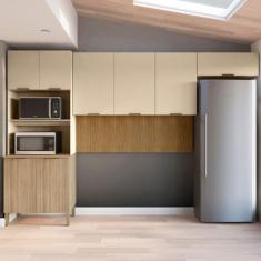 Imagem de Cozinha Compacta Glam 8 Portas Ripado 3d Freijó/Vanilla - Kits Paraná