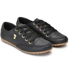 Imagem de Tênis Bege Feminino Casual Cadarço Confortável Leve Metal Gato-Feminino