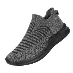 Imagem de changshen Tênis de caminhada masculino leve e respirável para corrida de estrada sem cadarço, Cinza, 39