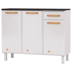 Imagem de Balcão de Cozinha em Aço Diamante 3 Portas 1 Gaveta Branco 818134 - Te