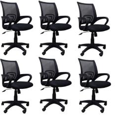 Imagem de Conjunto 6 Cadeiras de Escritório Giratória Office Santiago Preto