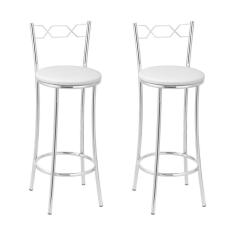 Imagem de Kit 2 Banquetas Cromadas Bc51-b A102 Cromado/Branco