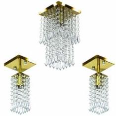 Imagem de Kit 1 Lustre Cristal Acr. Spark + 2 Lustres Clearcr. 