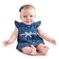Imagem de Conjunto Bebê Tilly Baby Vestido E Tapa Fralda Azul Marinho