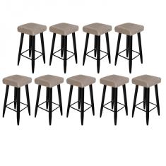 Imagem de Kit 09 Banqueta Alta Quadrado Luma Para Cozinha Bar Balcão Bistrô Pé Palito  Suede Bege - Ahazzo Móveis