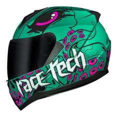 Imagem de Capacete Feminino Race Tech Kraken Verde/Preto N56/P - Motoqueiro - Mo