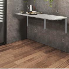 Imagem de Mesa Suspensa de Estudos Parede 120cm Escritório Suporte Prata MDF Marmorizado Cinza - Ahz Móveis