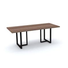 Imagem de Mesa de Reunião Retangular 200 x 90 cm Pé Tubular PE40 em MDP Cor Walnut Base Preta