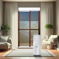 Imagem de Porta de Correr com Persiana integrada Correr com Motor e Controle Remoto 2 Folhas Móveis 230 X 200 Mix Corten