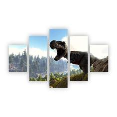 Imagem de Quadro Dinossauro T Rex Decorativo Tela Canvas Mosaico P