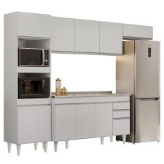 Imagem de Armário De Cozinha Modulada 4 Peças Cp12 Com Pia Inox Branco - Lumil