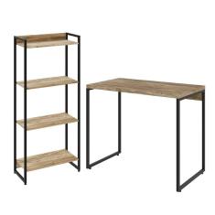 Imagem de Kit Para Escritório Estante Areta Mesa Aspen 90Cm Carvalho